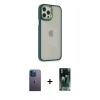 MARSİLYAN™- iPhone 12 Pro Max Kılıf Eksen Doku Prime - Şeffaf 360 Full Body Arka Koruyucu + Neon Fosforlu Kamera Lens - MI