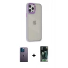 MARSİLYAN™- iPhone 12 Pro Max Kılıf Eksen Doku Prime - Şeffaf 360 Full Body Arka Koruyucu + Neon Fosforlu Kamera Lens - MI