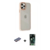 MARSİLYAN™- iPhone 12 Pro Max Kılıf Eksen Doku Prime - Şeffaf 360 Full Body Arka Koruyucu + Renkli Kamera Lens Koruma Cam - TU