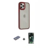 MARSİLYAN™- iPhone 12 Pro Max Kılıf Eksen Doku Prime - Şeffaf 360 Full Body Arka Koruyucu + Renkli Kamera Lens Koruma Cam - SI