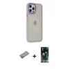 MARSİLYAN™- iPhone 12 Pro Max Kılıf Eksen Doku Prime - Şeffaf 360 Full Body Arka Koruyucu + Shine Kamera Lens Koruma Cam - SABE
