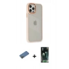 MARSİLYAN™- iPhone 12 Pro Max Kılıf Eksen Doku Prime - Şeffaf 360 Full Body Arka Koruyucu + Shine Kamera Lens Koruma Cam - GD
