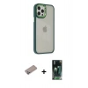 MARSİLYAN™- iPhone 12 Pro Max Kılıf Eksen Doku Prime - Şeffaf 360 Full Body Arka Koruyucu + Shine Kamera Lens Koruma Cam - SABE