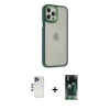 MARSİLYAN™- iPhone 12 Pro Max Kılıf Eksen Doku Prime - Şeffaf 360 Full Body Arka Koruyucu + Shine Kamera Lens - LT