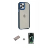 MARSİLYAN™- iPhone 12 Pro Max Kılıf Eksen Doku Prime - Şeffaf 360 Full Body Arka Koruyucu + Shine Kamera Lens Koruma Cam - SABE