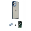 MARSİLYAN™- iPhone 12 Pro Max Kılıf Eksen Doku Prime - Şeffaf 360 Full Body Arka Koruyucu + Shine Kamera Lens Koruma Cam - MI