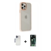 MARSİLYAN™- iPhone 12 Pro Max Kılıf Eksen Doku Prime - Şeffaf 360 Full Body Arka Koruyucu + Shine Kamera Lens - LT