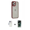 MARSİLYAN™- iPhone 12 Pro Max Kılıf Eksen Doku Prime - Şeffaf 360 Full Body Arka Koruyucu + Shine Kamera Lens - LT