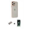 MARSİLYAN™- iPhone 12 Pro Max Kılıf Eksen Doku Prime - Şeffaf 360 Full Body Arka Koruyucu + Shine Kamera Lens Koruma Cam - SABE