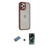 MARSİLYAN™- iPhone 12 Pro Max Kılıf Eksen Doku Prime - Şeffaf 360 Full Body Arka Koruyucu + Shine Kamera Lens Koruma Cam - GD