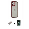 MARSİLYAN™- iPhone 12 Pro Max Kılıf Eksen Doku Prime - Şeffaf 360 Full Body Arka Koruyucu + Shine Kamera Lens Koruma Cam - SABE
