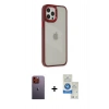 MARSİLYAN™- iPhone 12 Pro Max Kılıf Eksen Doku Prime - Şeffaf Royal Nano Ekran Koruyucu + Neon Fosforlu Kamera Lens - TU