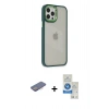 MARSİLYAN™- iPhone 12 Pro Max Kılıf Eksen Doku Prime - Şeffaf Royal Nano Ekran Koruyucu + Renkli Kamera Lens Koruma Cam - PE