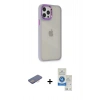 MARSİLYAN™- iPhone 12 Pro Max Kılıf Eksen Doku Prime - Şeffaf Royal Nano Ekran Koruyucu + Renkli Kamera Lens Koruma Cam - PE