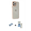 MARSİLYAN™- iPhone 12 Pro Max Kılıf Eksen Doku Prime - Şeffaf Royal Nano Ekran Koruyucu + Shine Kamera Lens Koruma Cam - MI