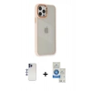 MARSİLYAN™- iPhone 12 Pro Max Kılıf Eksen Doku Prime - Şeffaf Royal Nano Ekran Koruyucu + Shine Kamera Lens - LT