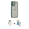 MARSİLYAN™- iPhone 12 Pro Max Kılıf Eksen Doku Prime - Şeffaf Royal Nano Ekran Koruyucu + Shine Kamera Lens - GD