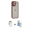 MARSİLYAN™- iPhone 12 Pro Max Kılıf Eksen Doku Prime - Şeffaf Royal Nano Ekran Koruyucu + Shine Kamera Lens - GD