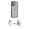 MARSİLYAN™- iPhone 12 Pro Max Kılıf Eksen Doku Prime - Şeffaf Royal Nano Ekran Koruyucu + Shine Kamera Lens - LT