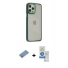 MARSİLYAN™- iPhone 12 Pro Max Kılıf Eksen Doku Prime - Şeffaf Royal Nano Ekran Koruyucu + Shine Kamera Lens Koruma Cam - GS