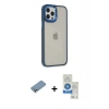 MARSİLYAN™- iPhone 12 Pro Max Kılıf Eksen Doku Prime - Şeffaf Royal Nano Ekran Koruyucu + Shine Kamera Lens Koruma Cam - GS