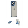 MARSİLYAN™- iPhone 12 Pro Max Kılıf Eksen Doku Prime - Şeffaf Royal Nano Ekran Koruyucu + Shine Kamera Lens Koruma Cam - GD