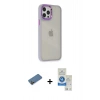 MARSİLYAN™- iPhone 12 Pro Max Kılıf Eksen Doku Prime - Şeffaf Royal Nano Ekran Koruyucu + Shine Kamera Lens Koruma Cam - GD