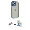 MARSİLYAN™- iPhone 12 Pro Max Kılıf Eksen Doku Prime - Şeffaf Royal Nano Ekran Koruyucu + Shine Kamera Lens Koruma Cam - SABE