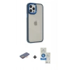 MARSİLYAN™- iPhone 12 Pro Max Kılıf Eksen Doku Prime - Şeffaf Royal Nano Ekran Koruyucu + Renkli Kamera Lens Koruma Cam - TU