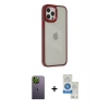 MARSİLYAN™- iPhone 12 Pro Max Kılıf Eksen Doku Prime - Şeffaf Royal Nano Ekran Koruyucu + Neon Fosforlu Kamera Lens - YL