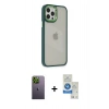 MARSİLYAN™- iPhone 12 Pro Max Kılıf Eksen Doku Prime - Şeffaf Royal Nano Ekran Koruyucu + Neon Fosforlu Kamera Lens - YL