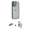 MARSİLYAN™- iPhone 12 Pro Max Kılıf Eksen Doku Prime - Şeffaf Royal Nano Ekran Koruyucu + Renkli Kamera Lens Koruma Cam - YL