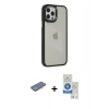 MARSİLYAN™- iPhone 12 Pro Max Kılıf Eksen Doku Prime - Şeffaf Royal Nano Ekran Koruyucu + Renkli Kamera Lens Koruma Cam - YL