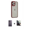 MARSİLYAN™- iPhone 12 Pro Max Kılıf Eksen Doku Prime - Şeffaf Temperli Cam Ekran Koruyucu + Neon Fosforlu Kamera Lens - BZ