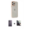 MARSİLYAN™- iPhone 12 Pro Max Kılıf Eksen Doku Prime - Şeffaf Temperli Cam Ekran Koruyucu + Neon Fosforlu Kamera Lens - BZ