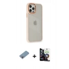 MARSİLYAN™- iPhone 12 Pro Max Kılıf Eksen Doku Prime - Şeffaf Temperli Cam Ekran Koruyucu + Shine Kamera Lens Koruma Cam - GI