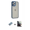 MARSİLYAN™- iPhone 12 Pro Max Kılıf Eksen Doku Prime - Şeffaf Temperli Cam Ekran Koruyucu + Shine Kamera Lens Koruma Cam - GI