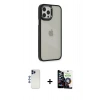 MARSİLYAN™- iPhone 12 Pro Max Kılıf Eksen Doku Prime - Şeffaf Temperli Cam Ekran Koruyucu + Shine Kamera Lens - LT