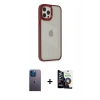 MARSİLYAN™- iPhone 12 Pro Max Kılıf Eksen Doku Prime - Şeffaf Temperli Cam Ekran Koruyucu + Neon Fosforlu Kamera Lens - MI