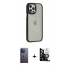MARSİLYAN™- iPhone 12 Pro Max Kılıf Eksen Doku Prime - Şeffaf Temperli Cam Ekran Koruyucu + Neon Fosforlu Kamera Lens - MI