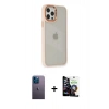 MARSİLYAN™- iPhone 12 Pro Max Kılıf Eksen Doku Prime - Şeffaf Temperli Cam Ekran Koruyucu + Neon Fosforlu Kamera Lens - MI