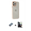 MARSİLYAN™- iPhone 12 Pro Max Kılıf Eksen Doku Prime - Şeffaf Temperli Cam Ekran Koruyucu + Metal Kamera Lens Koruma Cam - KI