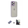MARSİLYAN™- iPhone 12 Pro Max Kılıf Eksen Doku Prime - Şeffaf Temperli Cam Ekran Koruyucu + Metal Kamera Lens Koruma Cam - GD