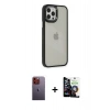 MARSİLYAN™- iPhone 12 Pro Max Kılıf Eksen Doku Prime - Şeffaf Temperli Cam Ekran Koruyucu + Neon Fosforlu Kamera Lens - TU