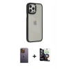 MARSİLYAN™- iPhone 12 Pro Max Kılıf Eksen Doku Prime - Şeffaf Temperli Cam Ekran Koruyucu + Neon Fosforlu Kamera Lens - SI