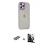 MARSİLYAN™- iPhone 12 Pro Max Kılıf Eksen Doku Prime - Şeffaf Temperli Cam Ekran Koruyucu + Renkli Kamera Lens Koruma Cam - SI