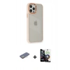 MARSİLYAN™- iPhone 12 Pro Max Kılıf Eksen Doku Prime - Şeffaf Temperli Cam Ekran Koruyucu + Renkli Kamera Lens Koruma Cam - SI