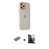 MARSİLYAN™- iPhone 12 Pro Max Kılıf Eksen Doku Prime - Şeffaf Temperli Cam Ekran Koruyucu + Renkli Kamera Lens Koruma Cam - PE