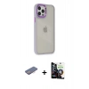 MARSİLYAN™- iPhone 12 Pro Max Kılıf Eksen Doku Prime - Şeffaf Temperli Cam Ekran Koruyucu + Renkli Kamera Lens Koruma Cam - PE