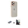 MARSİLYAN™- iPhone 12 Pro Max Kılıf Eksen Doku Prime - Şeffaf Temperli Cam Ekran Koruyucu + Renkli Kamera Lens Koruma Cam - MI